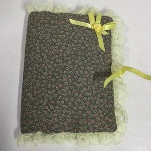 VTG Handmade 80’s Floral Fabric Green Purple Book or Bible Cover/Sleeve